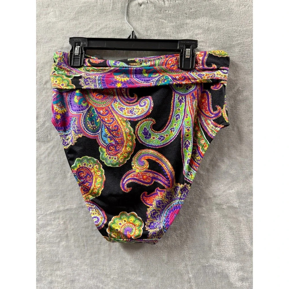 Lauren Ralph Lauren Womens Paisley-Print High-Waist Bikini Bottoms Sz 10 $80 NWT